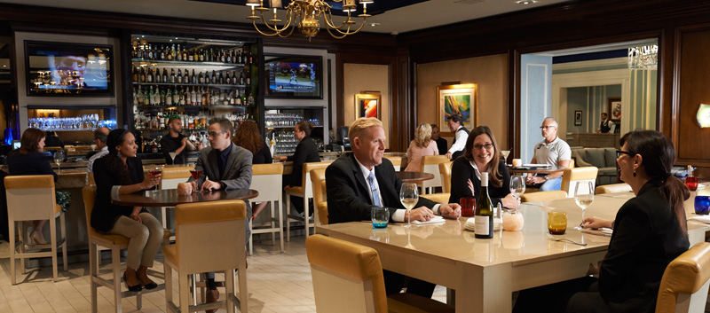 patrons eating in restaurant